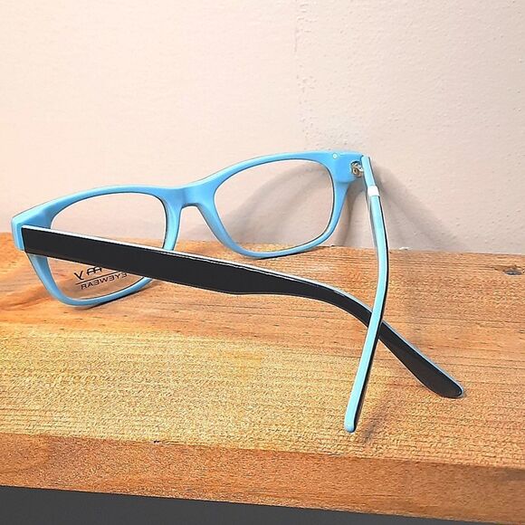 NEW Rx'able Eyeglass Frame; POMY, blue/black lightweight glasses 52-18-145 - Picture 2 of 6